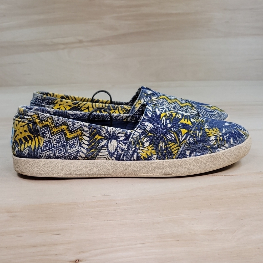 Toms Slip On Women's Size 8.5 Yellow Blue Shoes